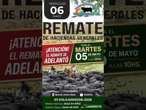 Remate de hacienda Bovril 05-05-2026 | Coop. Ganadera El Pronunciamiento