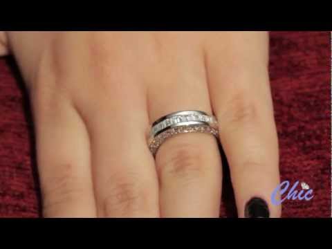 Elegant wedding ring, set with an AAA quality graduate baguettes in channel- item #P6928B