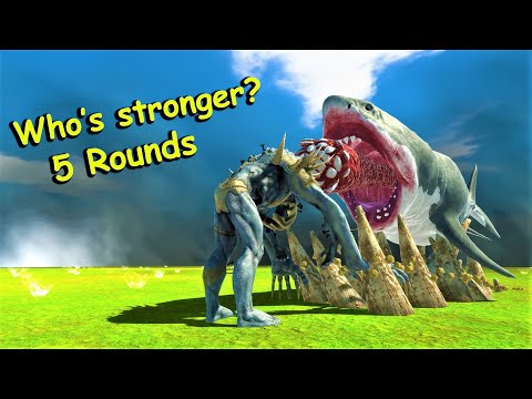 5 round scourge vs mutant megalodon animal revolt battle simulator