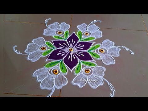 A beautiful flower design for Friday special rangoli #rangoli #rangolidesigns #muggulu 