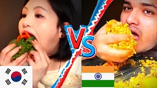 🤔 WHO is BETTER at eating rice? Koreans vs.Indians //  indian food eating mukbang show challenge