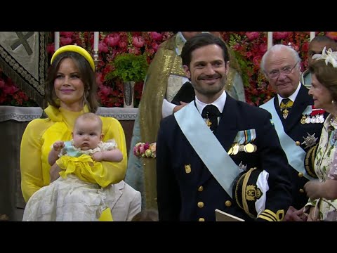 King Carl XVI Gustaf of Sweden attending the baptism of his grandchild, Princess Ines, 2025