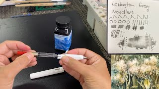 Lexington Gray Noodlers  Ink - testing WATERCOLOR papers & floral sketch