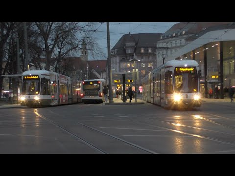27 Trams & Buses in 15 Minutes: Timelapse Busy Public Transportation Hub