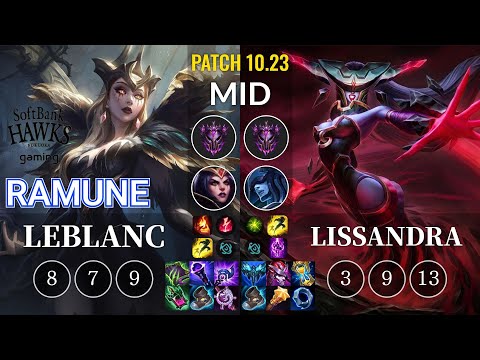 SHG Ramune LeBlanc vs Lissandra Mid - KR Patch 10.23
