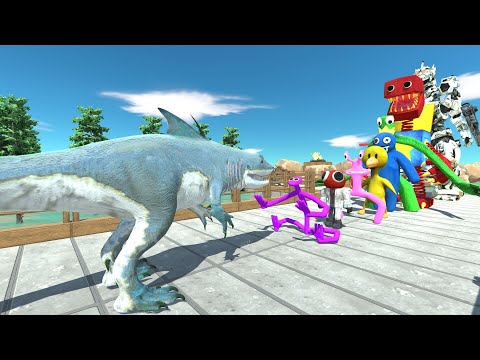 King Shark vs Mechagodzilla PYRAMID DEATH RUN - Animal Revolt Battle Simulator
