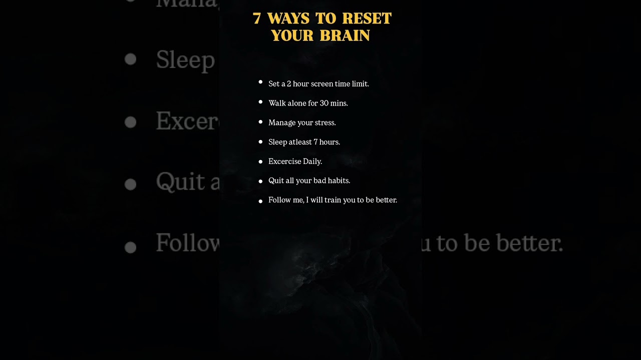 7 WAYS TO RESET YOUR BRAIN 🧠| #psychology #quotes #habitschangeyourlife #mindset #motivation #growth