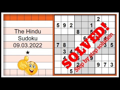 How to Solve The Hindu 1 Star Sudoku for Beginners | 09.03.2022