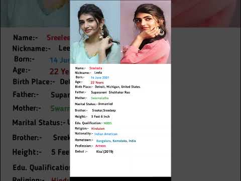 Sreeleela Biography #shortvideo