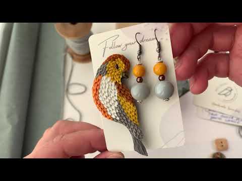 Handmade brooch Beautiful Bird sculpted from polymer clay