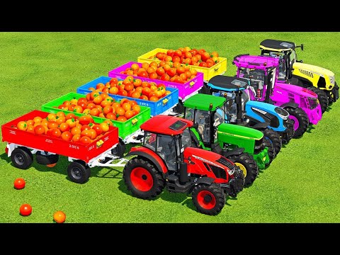 LOAD ORANGES & TRANSPORT BATTLE WITH ZETOR. JOHN DEERE. MCCORMICK & LANDINI TRACTORS - FS22