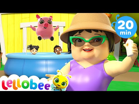 Swimming Pool Splashes! | Best Kids Songs! Lellobee City Farm Kids Nursery Rhymes