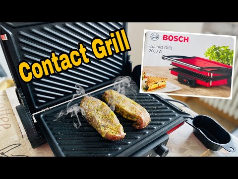 Elektrinis grilius Bosch TCG4104, 2000W, Raudonos spalvos video