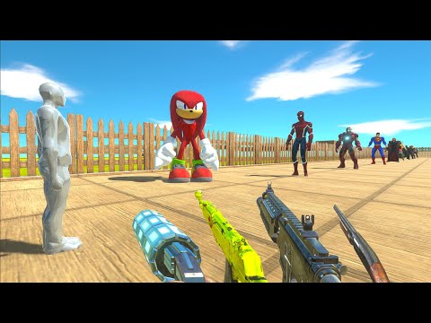 FPS AVATAR AND KNUCKLES vs SPIDERMAN vs HELLBOY GORO ESCAPE ROOM - Animal Revolt Battle Simulator