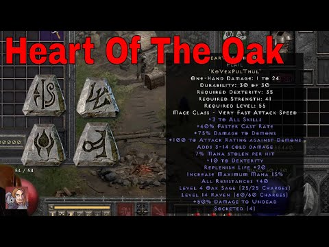 Diablo II Resurrected Rune Words - Heart Of The Oak (Ko Vex Pul Thul)