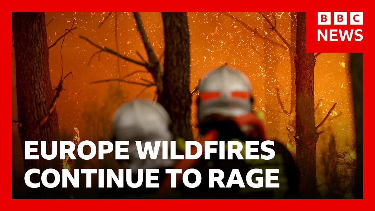 Video | LIVE: Wildfires continue to rage in France and Spain with crisis meetings to take place | BBC News