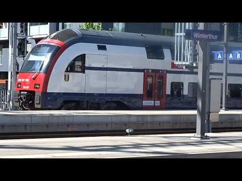 Abfahrt der S nach Ziegelbrücke am Bahnhof Winterthur-DTZ/RABe 514