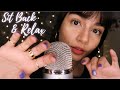 ASMR Repeating 'Sit Back and Relax' (Hand Movements, Scratching, Plucking)