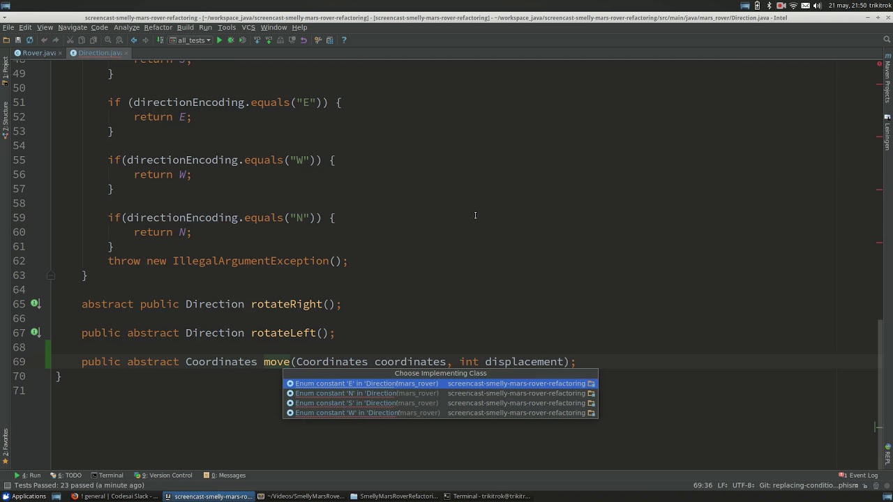 Replacing conditional with polymorphism.