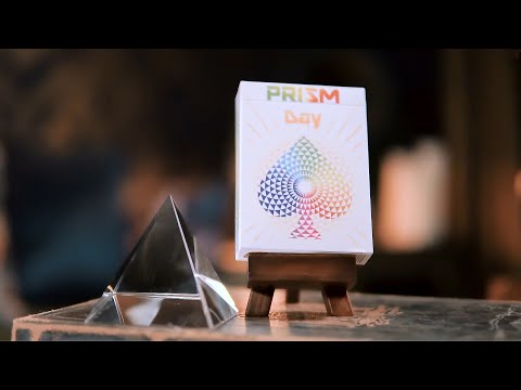 PRISM DAY PLAYING CARDS video CC - super cool white deck of cards with shiny gloss ink on each card
