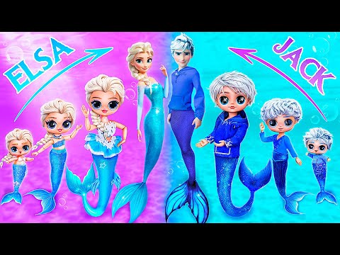 Mermaids: Elsa and Jack Frost Growing Up! LOL OMG DIYs