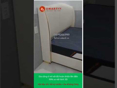 Giường Gỗ Tự Nhiên Bọc Da Kháng Cháy – Lau Mực Dễ Dàng, Nhiều Màu