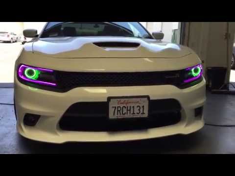 2015+ Dodge Charger w/RGBW LED DRLs w/RGBW Halos w/DualZone RGBW Bluetooth Controller