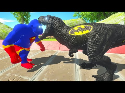 SUPERMAN GORO vs BATMAN T-REX DEATH FALL - Animal Revolt Battle Simulator