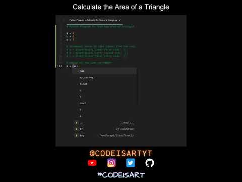 Calculate The Area Of A Triangle Code In Python Python Code Examples Python Coding Tutorial