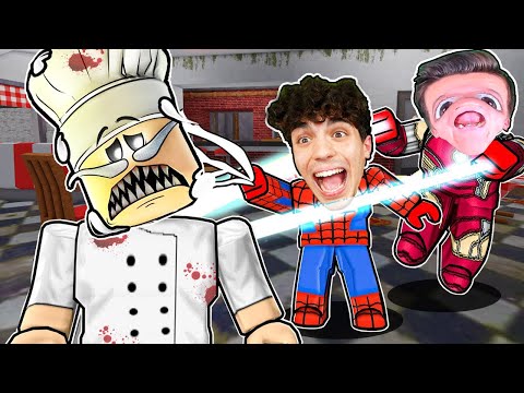 PAPA PIZZA vs SPIDERMAN & IRON MAN su ROBLOX!!
