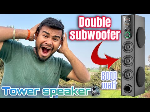Double subwoofer tower speaker with surround sound with 2 subwoofer for deep bass 3 tweeter s 🔊🔊 