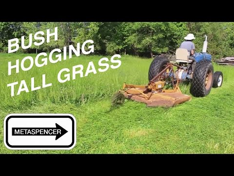 Brush Hogging Tall Grass with a Bush Hog Tractor Mower Video