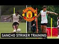 Jadon Sancho Shooting Drills In Training As A Number 9 | Man Utd News