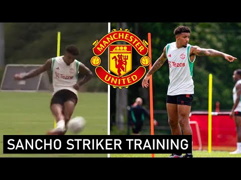 Jadon Sancho Shooting Drills In Training As A Number 9 | Man Utd News