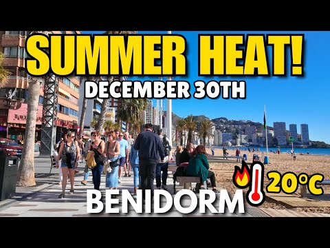 Benidorm - PACKED Levante Beach & Full Bars! 😲🏖️┃ SUMMER HEAT! (+20°C)