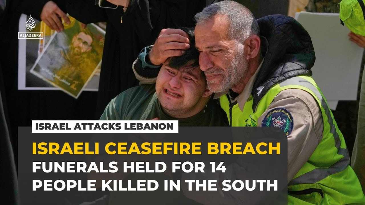 Funerals in southern Lebanon after Israeli strikes kill 14, mostly from one family