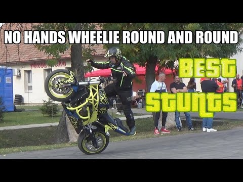Motorbike wheelie stunts