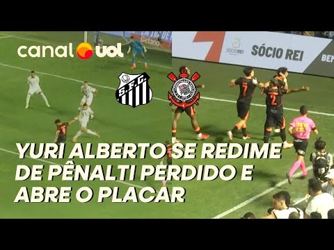 GOL CORINTHIANS! YURI ALBERTO SE REDIME DE PÊNALTI PERDIDO E ABRE O PLACAR CONTRA O SANTOS