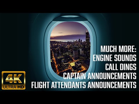 Sunset Night White Noise Airplane Ambience | English & DUTCH Flight Attendants | Call Dings | Sleep