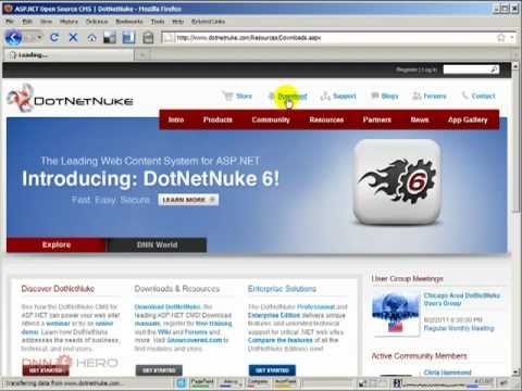 DotNetNuke Tutorial - How to Install DotNetNuke 6 part 1 of 2 - Video #247