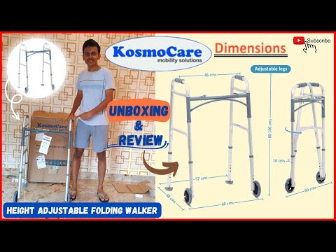 KosmoCare Height Adjustable Folding Walker with Castors Unboxing & Full Detailed User-Review!