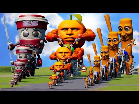 Big & Small: Cappuccino Assassino Tung Tung Sahur vs Udin Din Din Dun on a motorcycle | BeamNG.Drive