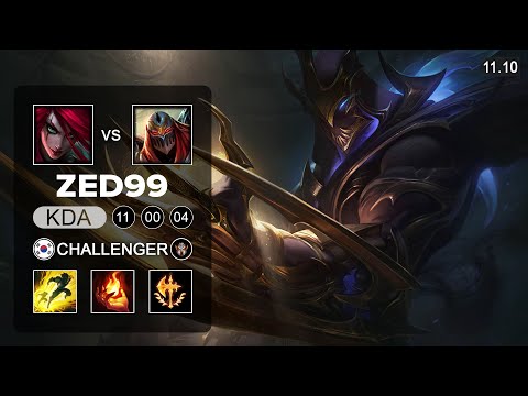 ZED99 vs Emilia Tan - Zed Mid vs Katarina - KR Challenger Patch 11.10