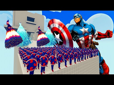 100x CAPTAIN AMERICA + 1x GIANT vs 4x EVERY GOD   Totally Accurate Battle Simulator TABS