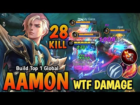 28 Kills WTF DAMAGE!! Aamon Best One Shot Build & New Emblem MUST TRY - Build Top 1 Global Aamon