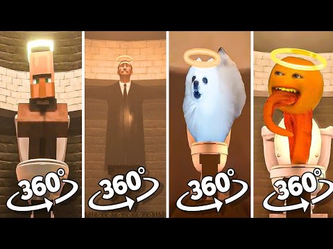 BRIGHT 360 VR - Skibidi Toilet Minecraft  vs Multiverse vs Skibidi Dog Toilet 10 vs Annoying Orange Toilet | 360º VR