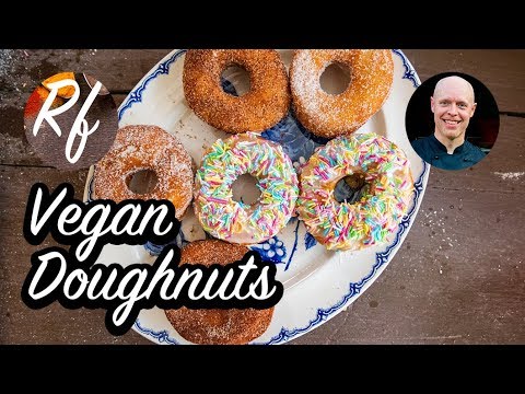 How to make Vegan doughnuts with dough made of creamy oats from Oatly or soy cream, yeast, flour, non dairy butter and some salt. >