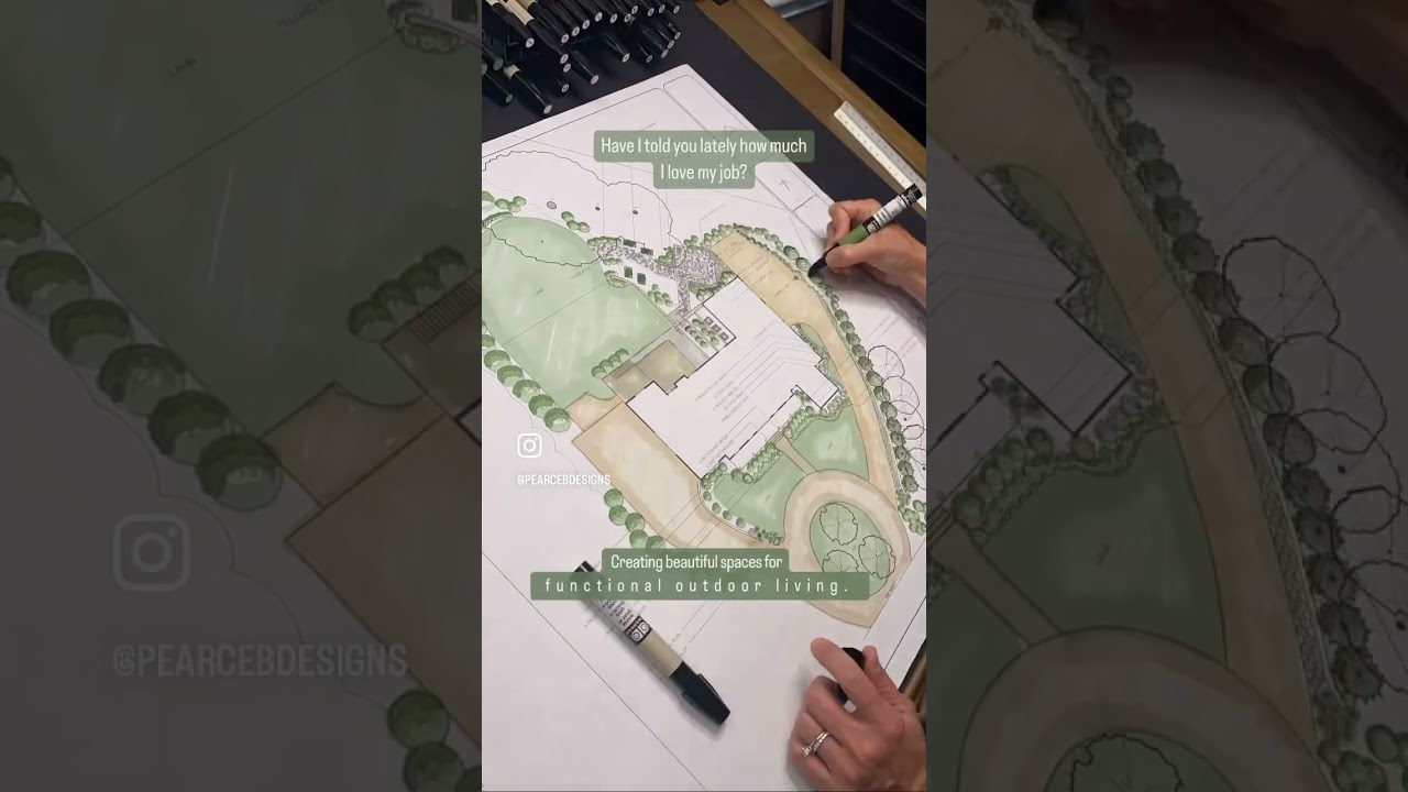 Landscape design master plan rendering by Pearce B Designs using DynaScape Software and AD Markers