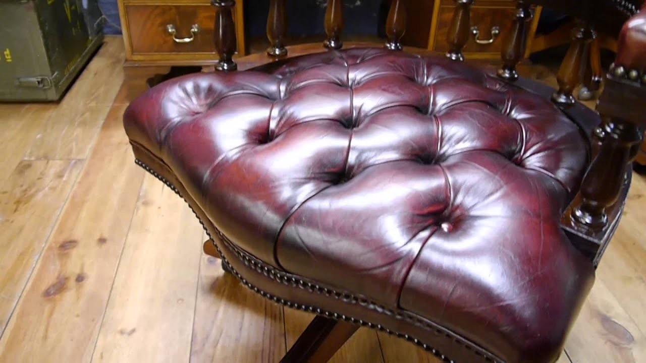 Red Leather Captains Desk Chair