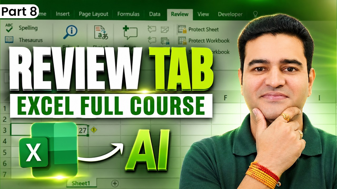 MS Excel Review Tab full Tutorial in Hindi | MS Excel with AI full Course | #msexcelcourse